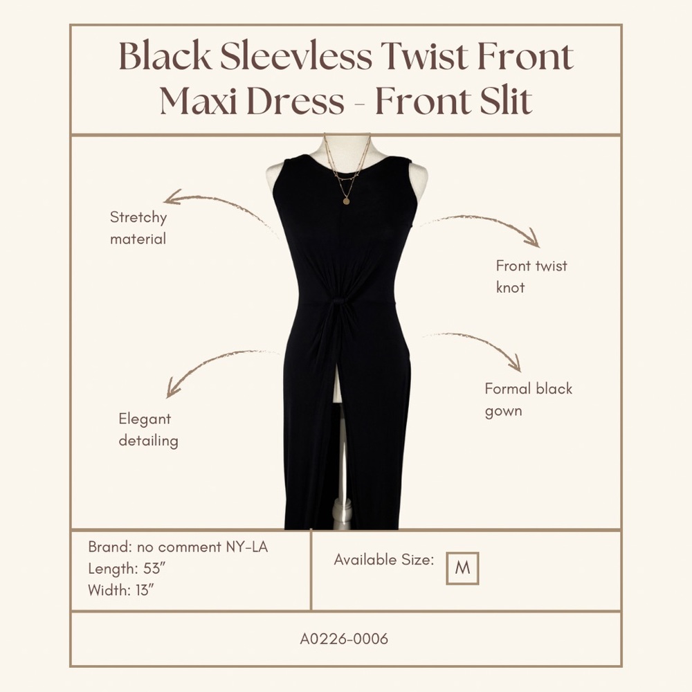 Black Sleeveless Twist Front Maxi Dress/Shirt – Size Medium